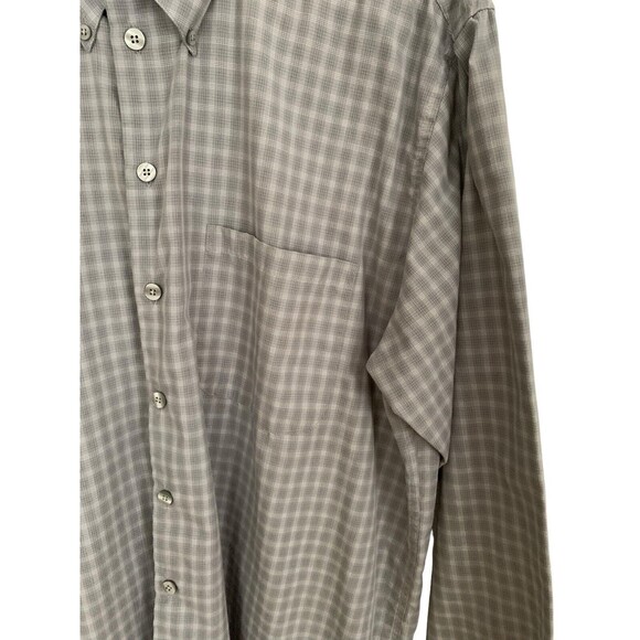 Perry Ellis Portfolio Long Sleeve Button Down Shirt Men's 15.5 34/35 Gray Check - Picture 3 of 10